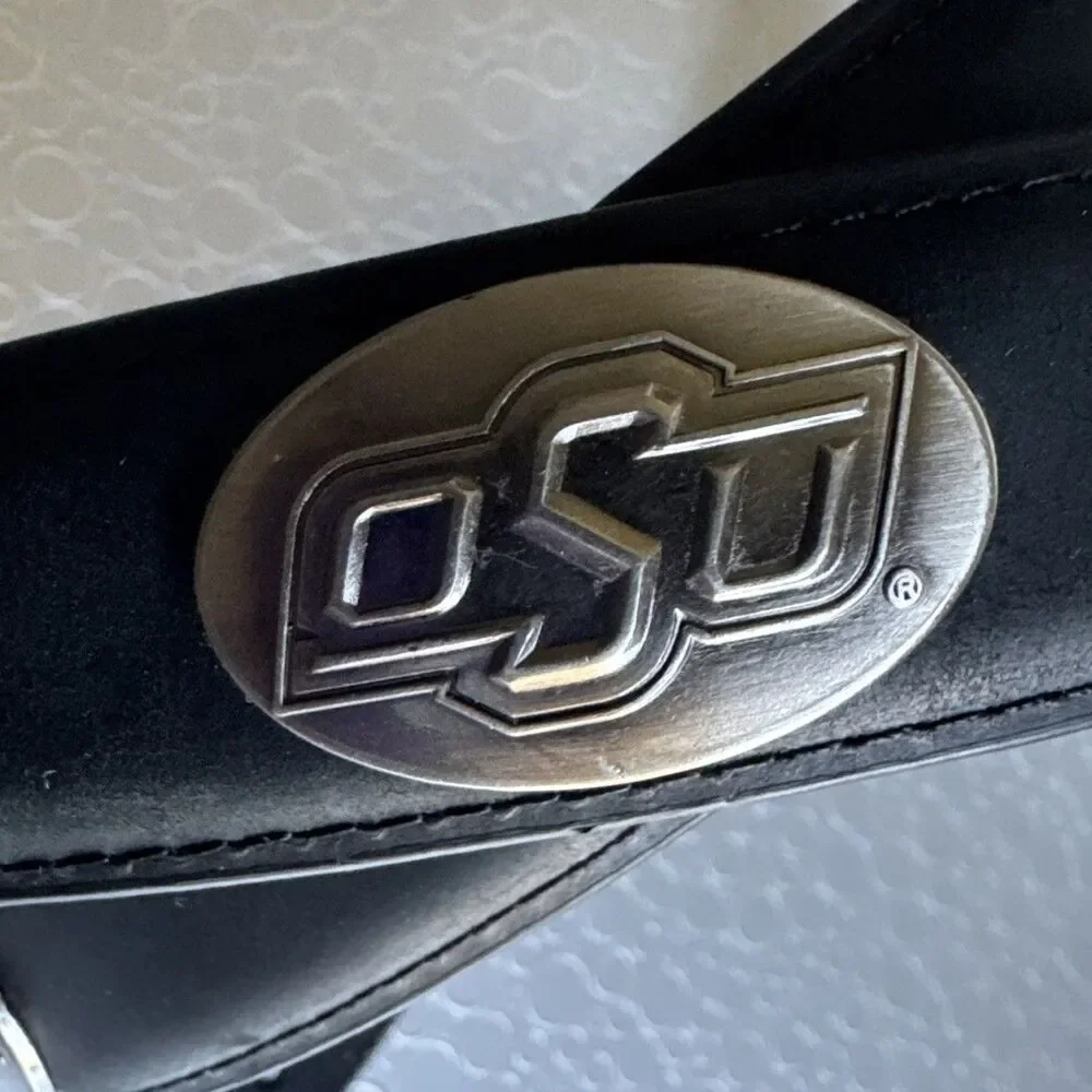 ZEP-PRO Oklahoma State Leather Concho Belt Men 42 OSU NCAA Black Tapered Western